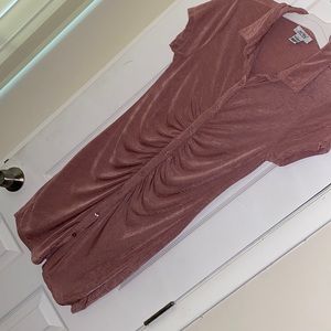 Rose Ruched Button-up Mini Dress